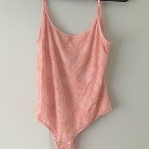Pink lace bodysuit